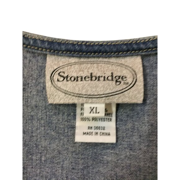 Stonebridge Denim Vest Womens XL Purse Print Western Button Front Used - Picture 7 of 16